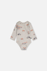 Organic Cotton Onesie Beige Printed Airplanes-2