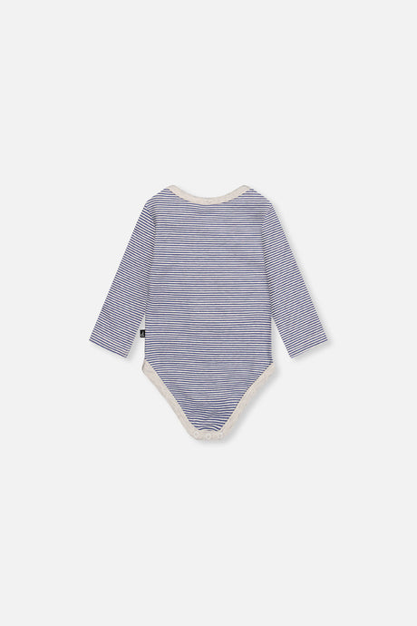 Organic Cotton Onesie Blue Printed Stripes-3