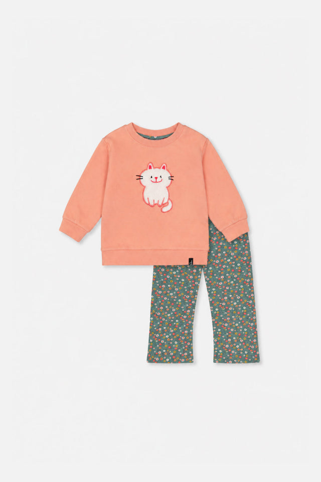 Baby Tunic And Leggings Set Pale Pink And Green Floral Print-0