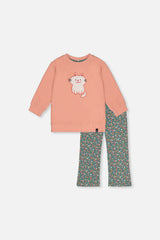 Tunic And Leggings Set Pale Pink And Green Floral Print-0