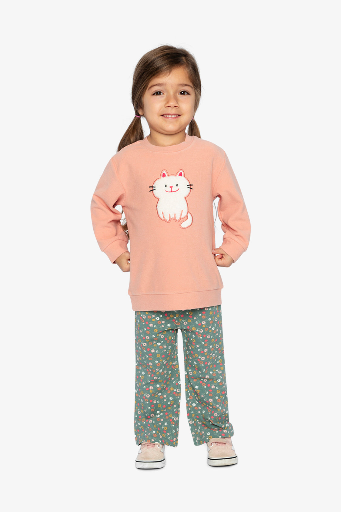 Tunic And Leggings Set Pale Pink And Green Floral Print-2
