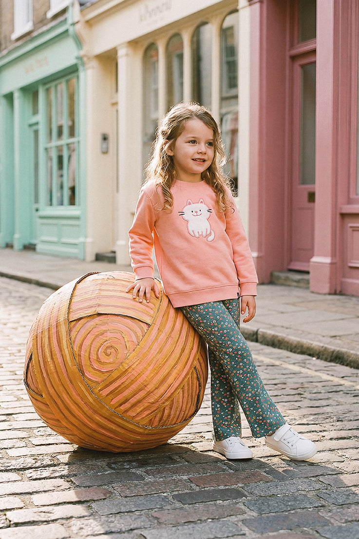 Tunic And Leggings Set Pale Pink And Green Floral Print-1