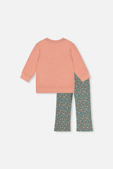 Tunic And Leggings Set Pale Pink And Green Floral Print-3