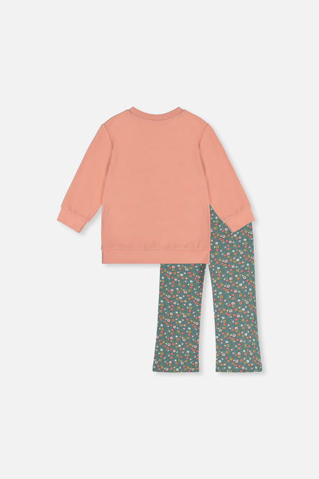 Tunic And Leggings Set Pale Pink And Green Floral Print-3