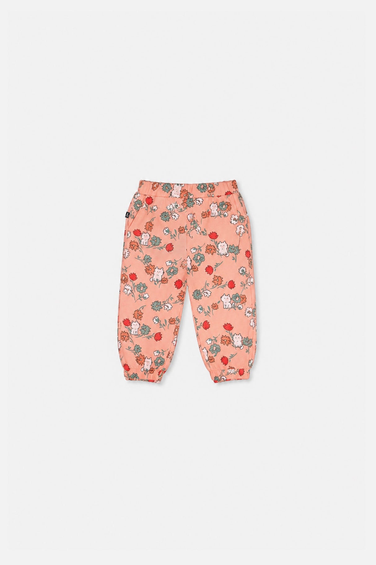 Baby French Terry Sweatpants Pink Cat Print-0