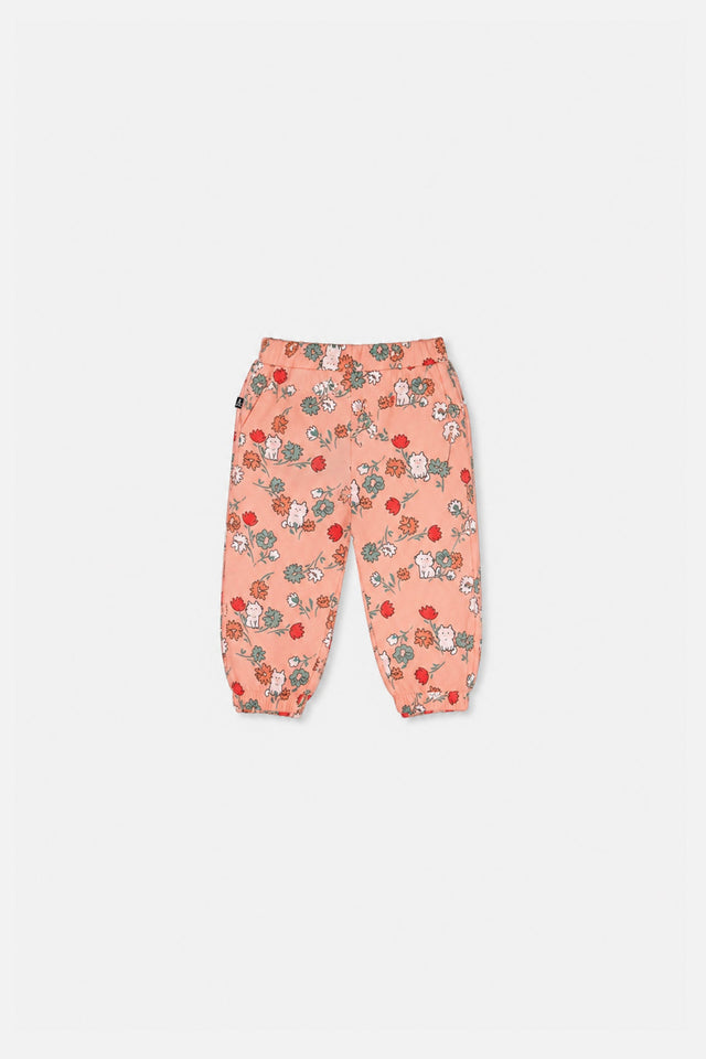 Baby French Terry Sweatpants Pink Cat Print-0