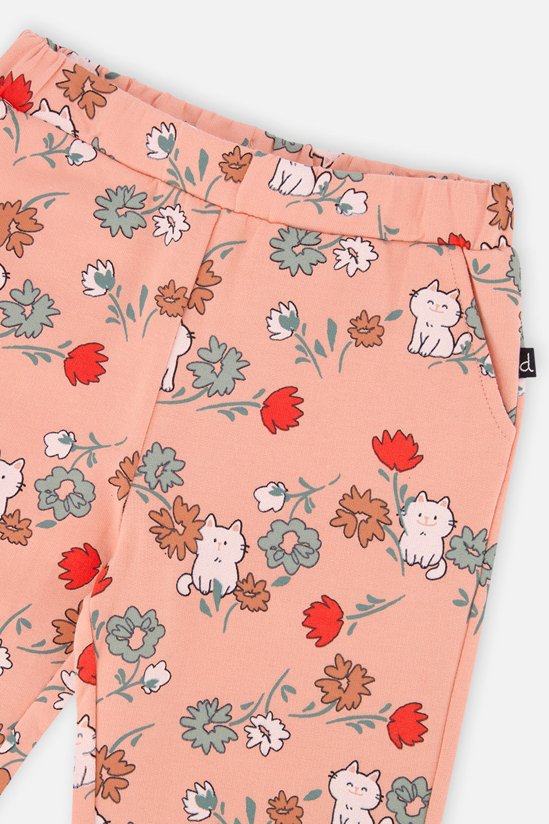 Baby French Terry Sweatpants Pink Cat Print-2
