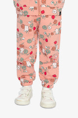 French Terry Sweatpants Pink Cat Print-2