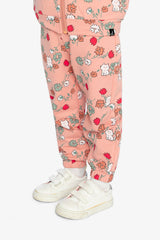French Terry Sweatpants Pink Cat Print-4
