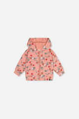 Baby French Terry Hooded Cardigan Pink Cat Print-0