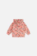 Baby French Terry Hooded Cardigan Pink Cat Print-1