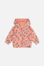 French Terry Hooded Cardigan Pink Cat Print-0