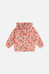 French Terry Hooded Cardigan Pink Cat Print-3