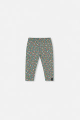 Baby Organic Cotton Leggings Green Floral Print-0