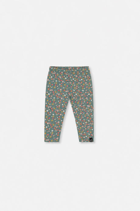 Baby Organic Cotton Leggings Green Floral Print-0
