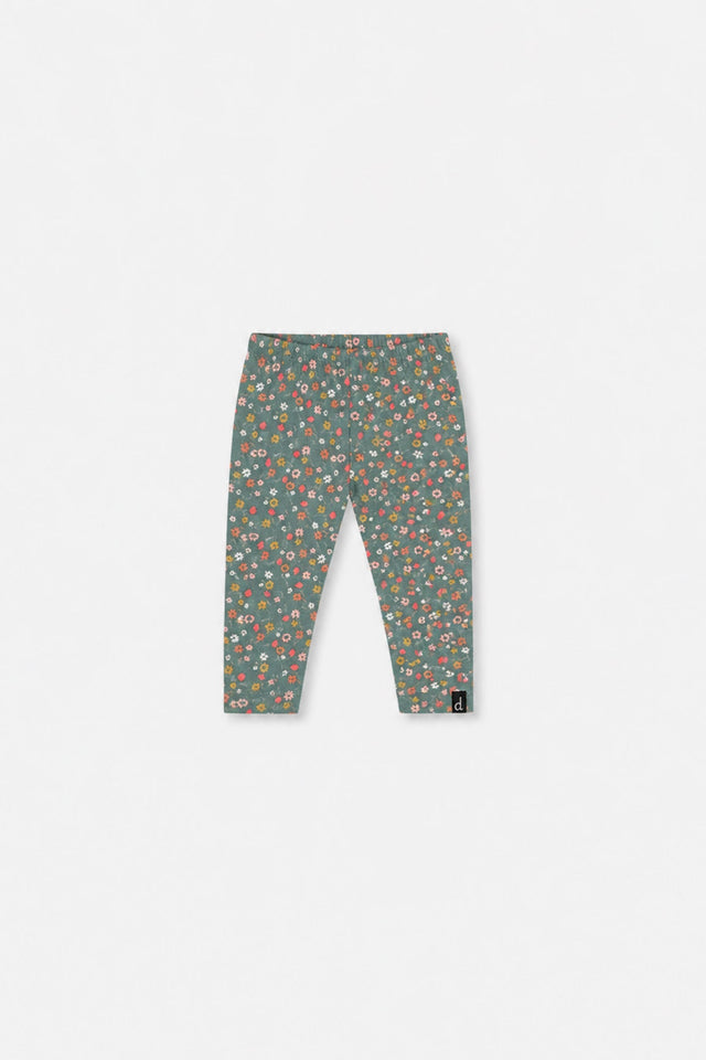 Baby Organic Cotton Leggings Green Floral Print-0