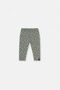 Baby Organic Cotton Leggings Green Floral Print-0