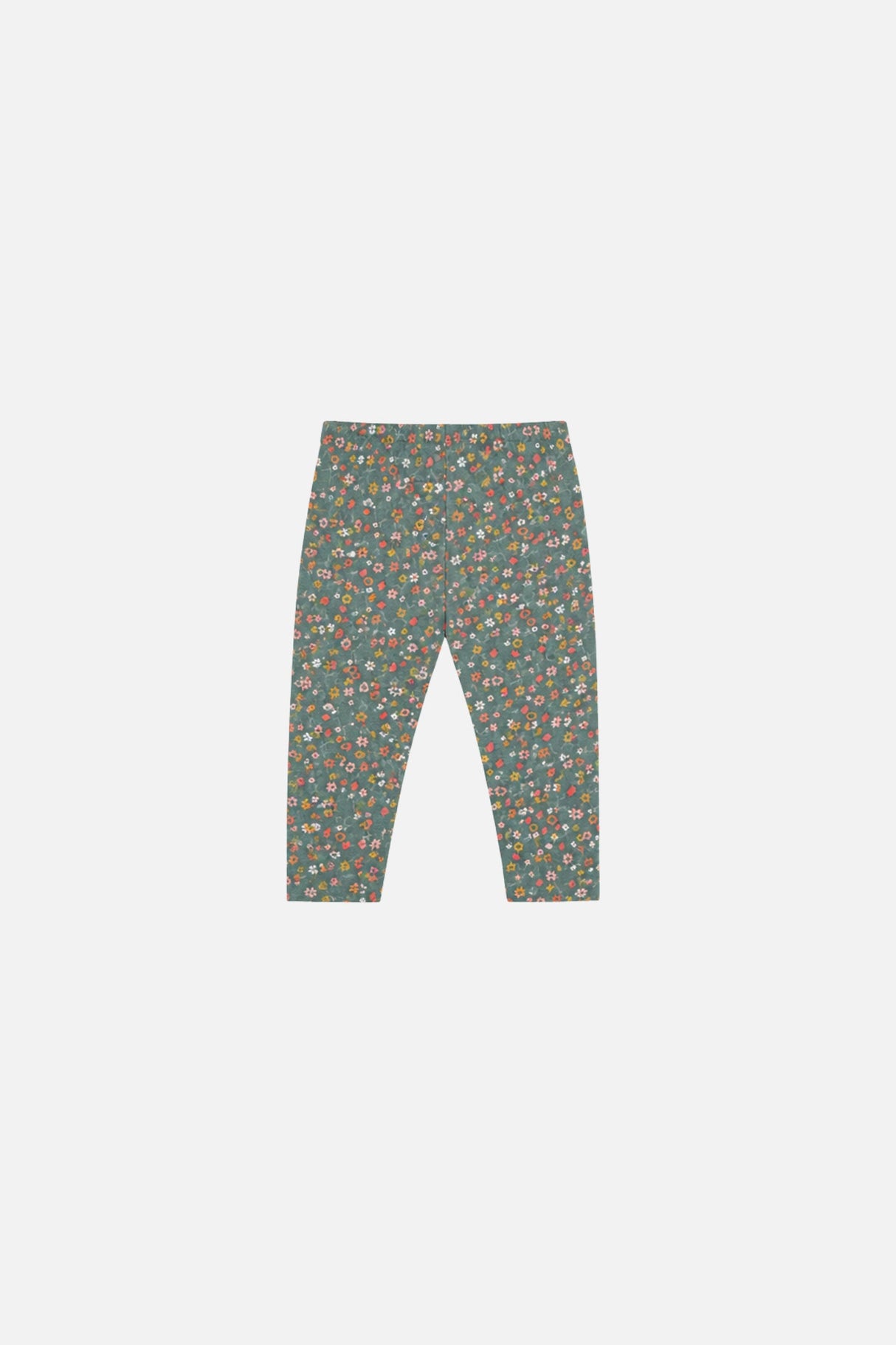 Baby Organic Cotton Leggings Green Floral Print-1