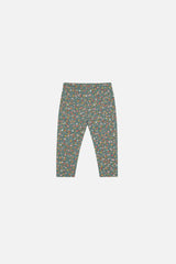 Baby Organic Cotton Leggings Green Floral Print-1