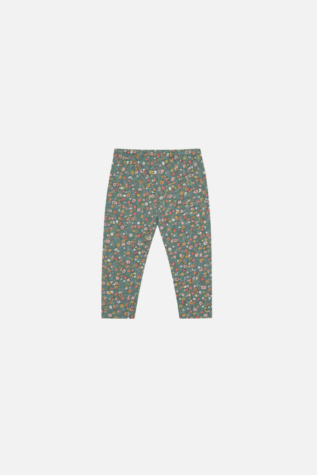 Baby Organic Cotton Leggings Green Floral Print-1