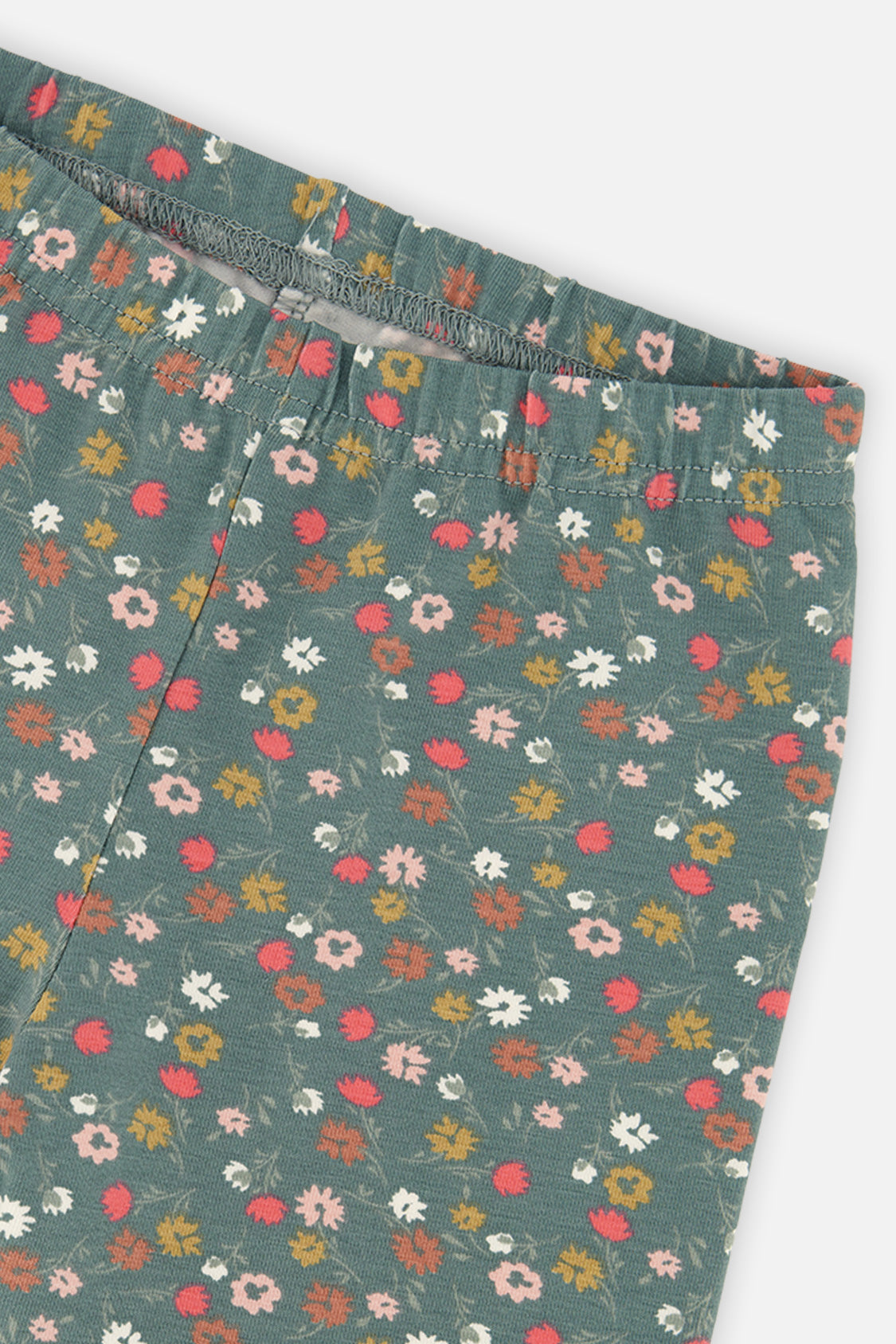 Baby Organic Cotton Leggings Green Floral Print-2