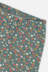 Baby Organic Cotton Leggings Green Floral Print-2