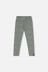 Organic Cotton Leggings Green Floral Print-0
