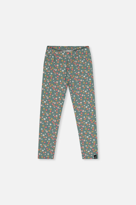 Organic Cotton Leggings Green Floral Print-0
