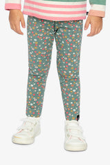 Organic Cotton Leggings Green Floral Print-2