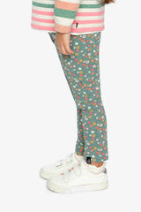Organic Cotton Leggings Green Floral Print-4