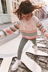 Organic Cotton Leggings Green Floral Print-1