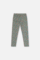 Organic Cotton Leggings Green Floral Print-3