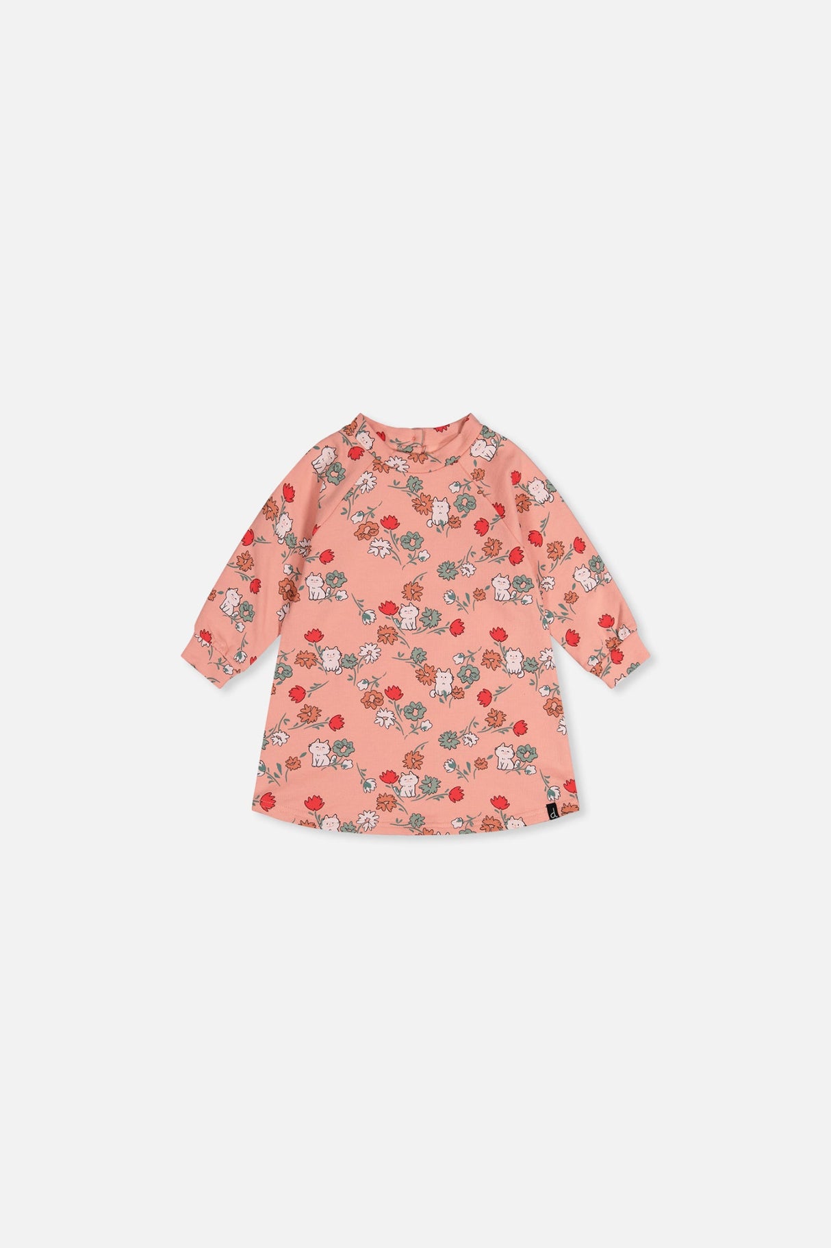 Baby French Terry Dress Pink Cat Print-0