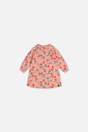 Baby French Terry Dress Pink Cat Print-0