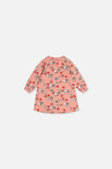 Baby French Terry Dress Pink Cat Print-1