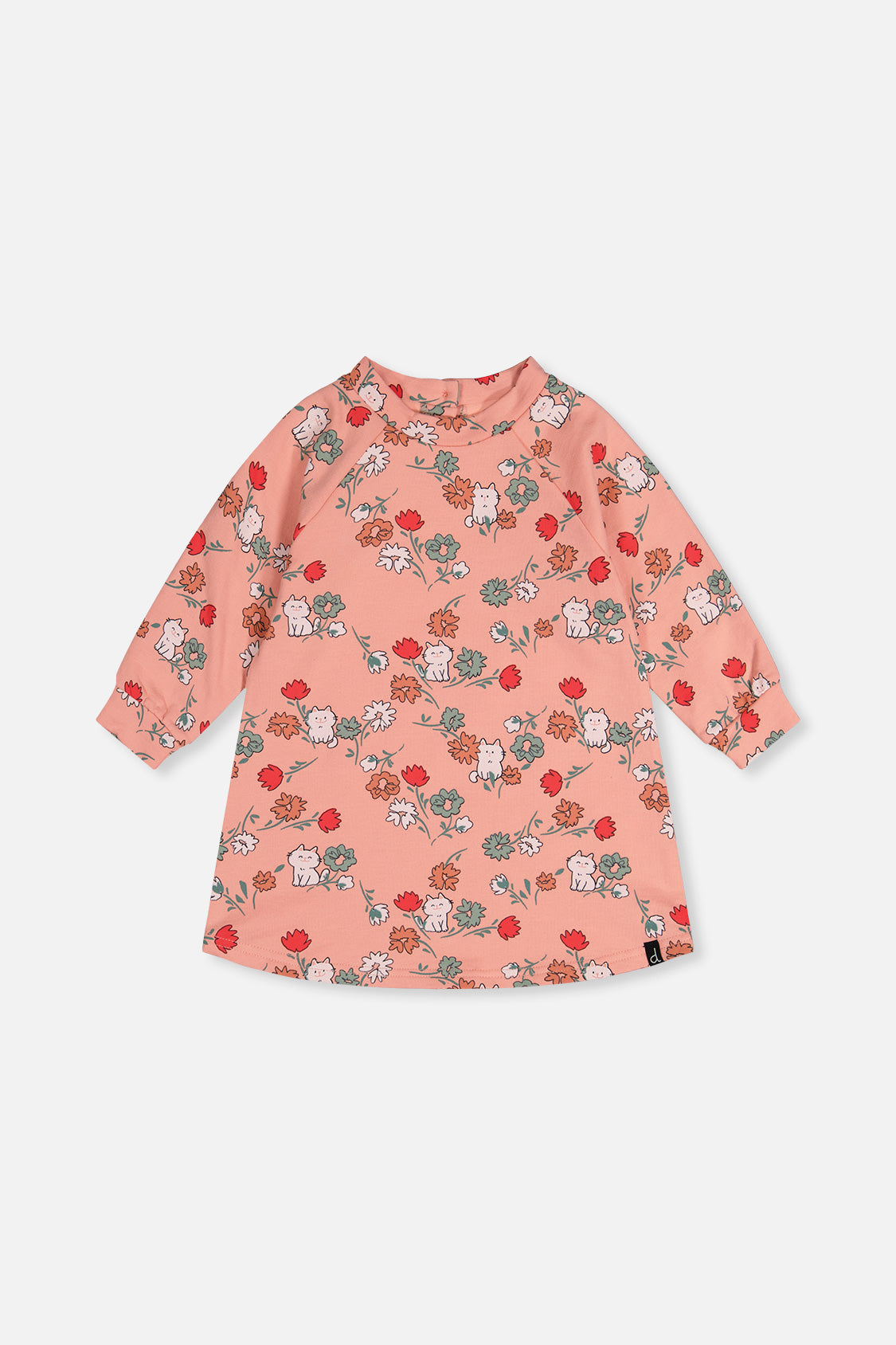 French Terry Dress Pink Cat Print-0