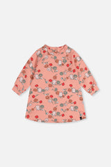 French Terry Dress Pink Cat Print-0