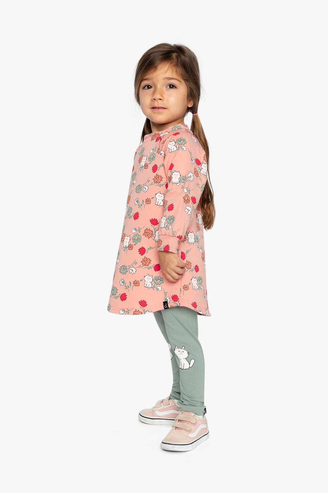 French Terry Dress Pink Cat Print-3