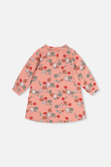 French Terry Dress Pink Cat Print-2