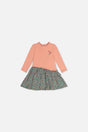 Baby Bi-Material Dress Pale Pink And Green Floral Print-0