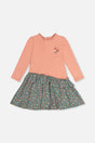 Bi-Material Dress Pale Pink And Green Floral Print-0