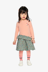 Bi-Material Dress Pale Pink And Green Floral Print-1