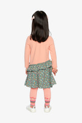Bi-Material Dress Pale Pink And Green Floral Print-3