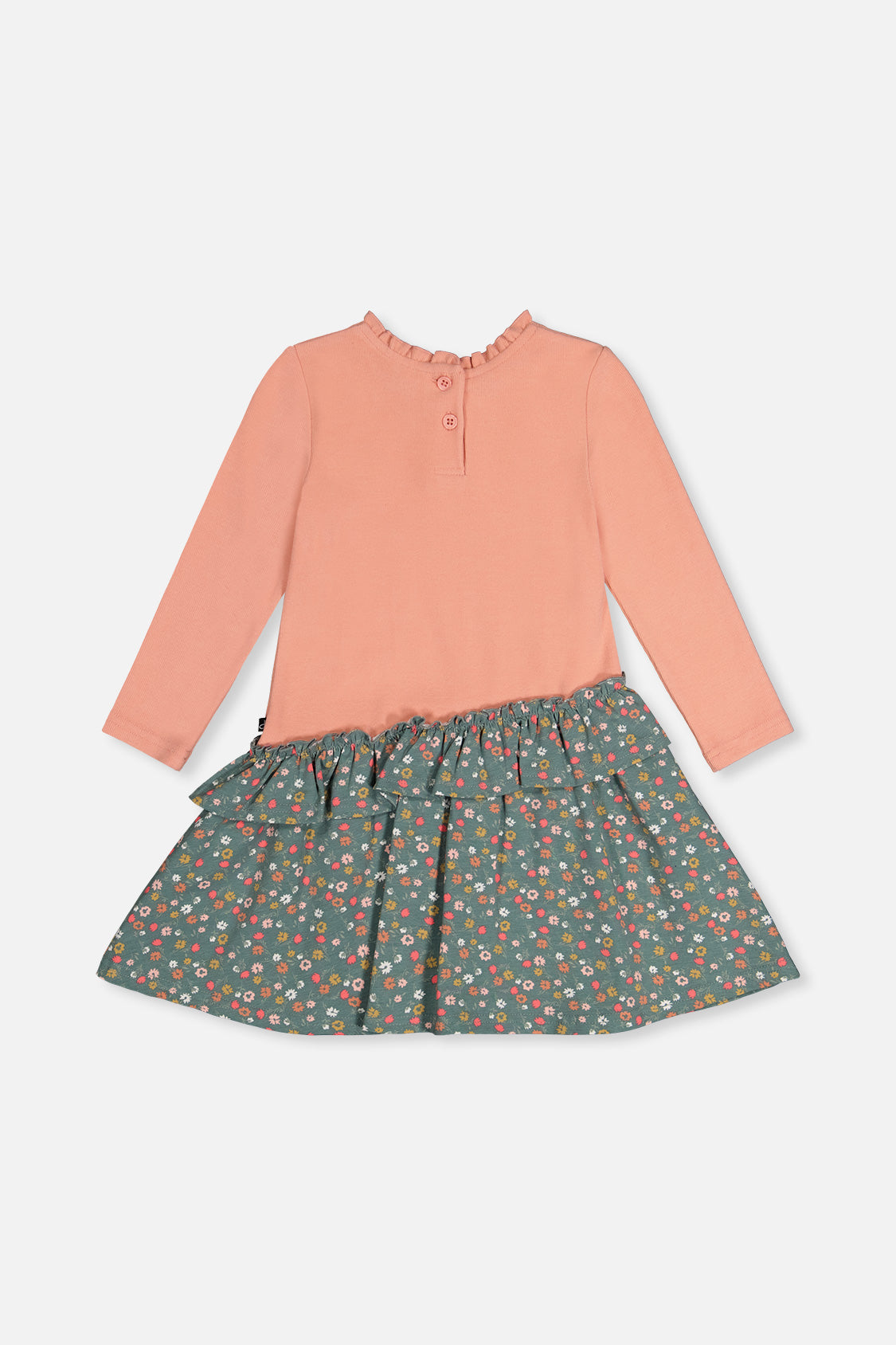 Bi-Material Dress Pale Pink And Green Floral Print-2