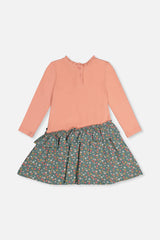Bi-Material Dress Pale Pink And Green Floral Print-2