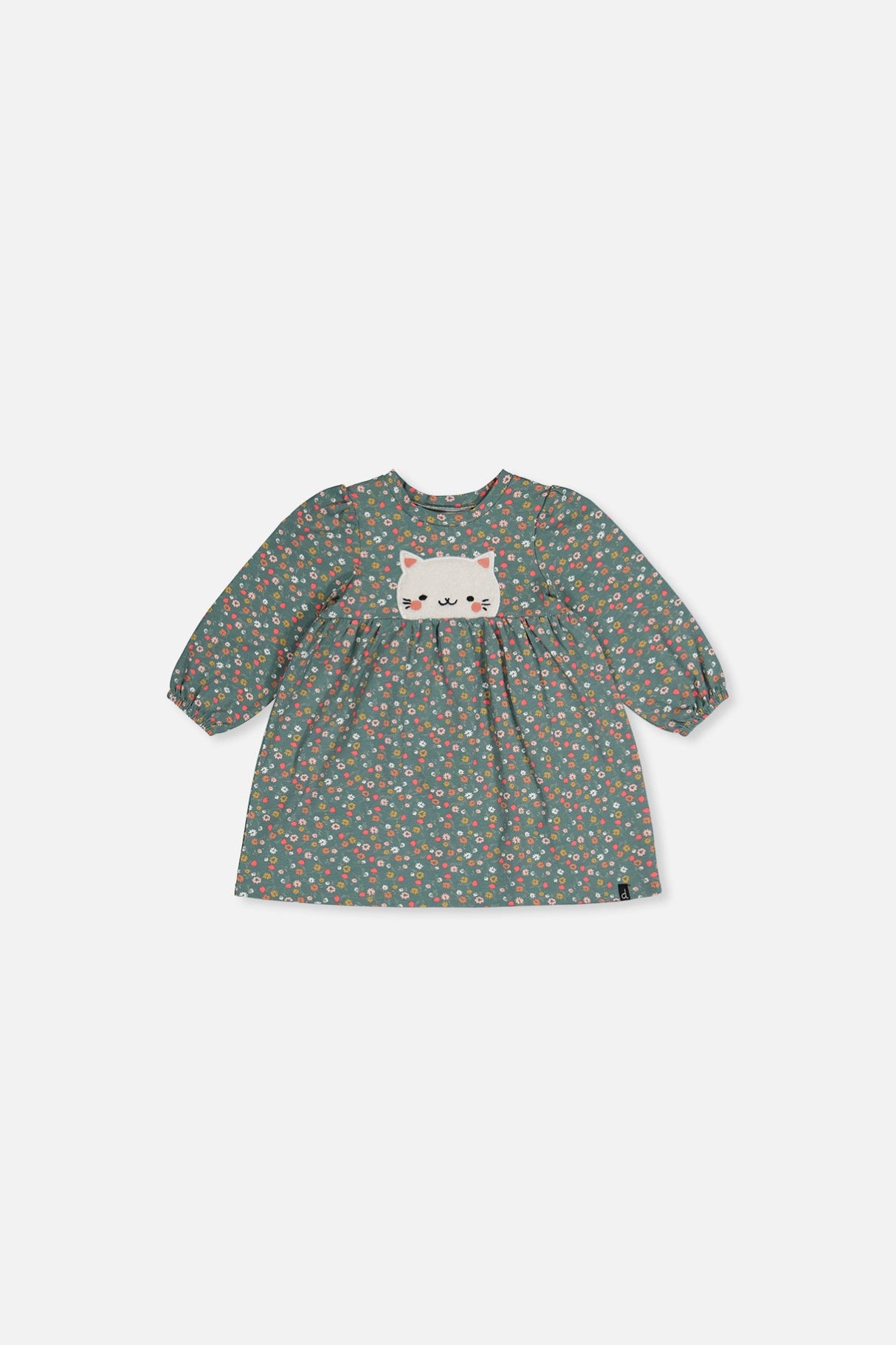 Baby Organic Cotton Printed Dress Green Floral Print-0