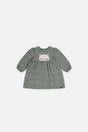 Baby Organic Cotton Printed Dress Green Floral Print-0