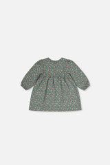 Baby Organic Cotton Printed Dress Green Floral Print-1