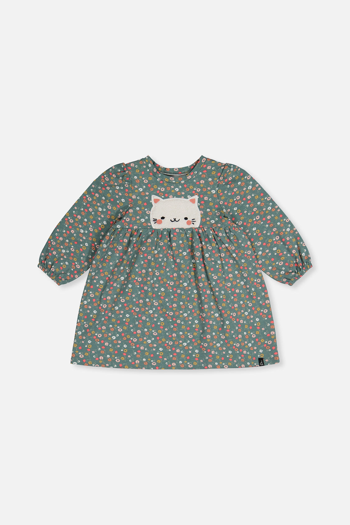 Organic Cotton Printed Dress Green Floral Print-0