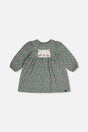 Organic Cotton Printed Dress Green Floral Print-0